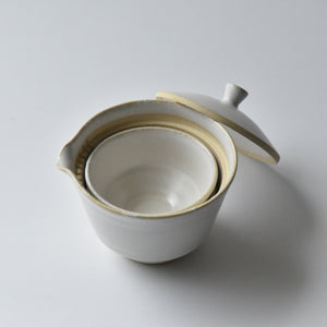 入れ子茶器 チタン白釉/桐生織 収納袋セット (セット購入10％OFF)