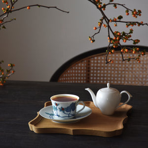 稜花正角盆 栗 九寸（27cm×27cm）