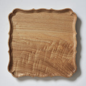 稜花正角盆 栗 一尺（30cm×30cm）