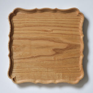 稜花正角盆 栗 一尺（30cm×30cm）