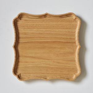 稜花正角盆 栗 九寸（27cm×27cm）