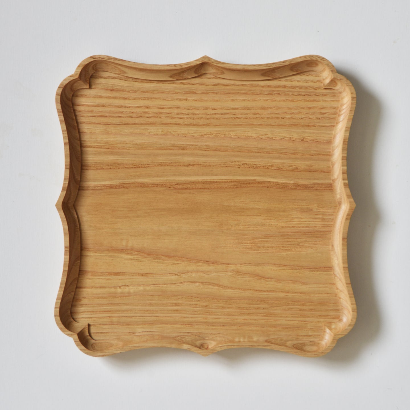 稜花正角盆 栗 九寸（27cm×27cm）