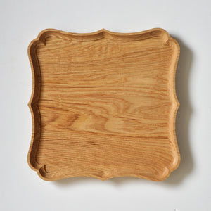 稜花正角盆 栗 九寸（27cm×27cm）