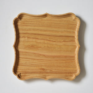 稜花正角盆 栗 九寸（27cm×27cm）