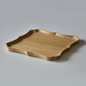 稜花正角盆 栗 九寸（27cm×27cm）