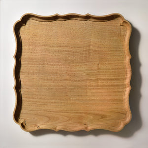 稜花正角盆 栗 一尺（30cm×30cm）佳品