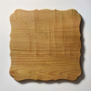稜花正角盆 栗 一尺（30cm×30cm）佳品
