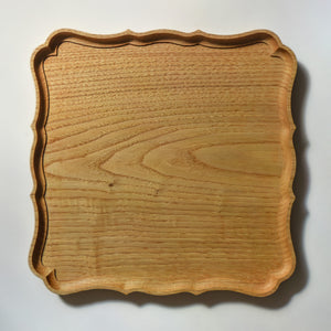 稜花正角盆 栗 一尺（30cm×30cm）佳品