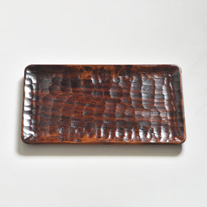 Kagawa Shikki, chisel carving,Natural lacquer ware rectangular tray, 28.5cm x 18cm