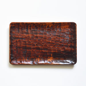 Kagawa Shikki, chisel carving,Natural lacquer ware rectangular tray, 28.5cm x 18cm