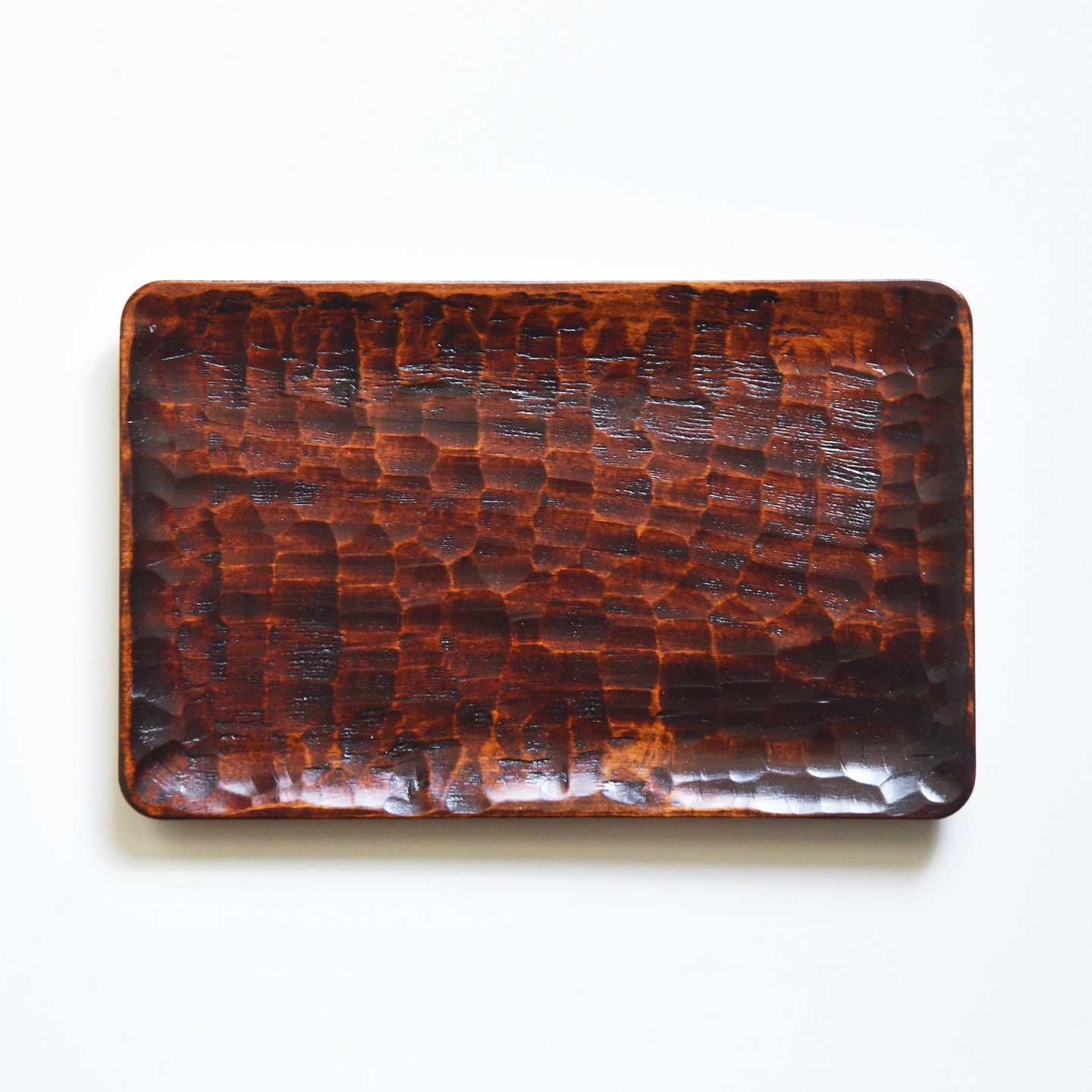 Kagawa Shikki, chisel carving,Natural lacquer ware rectangular tray, 28.5cm x 18cm