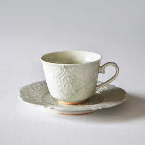 Maeda Asami gray-blue glazed/blue-white porcelain cup & saucer (on sale from 11:00 a.m. Japan time on 2/22)