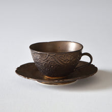 Load image into Gallery viewer, Asami Maeda Bronze Glaze Cup &amp; Saucer (on sale from 11:00 a.m. Japan time on 2/22)
