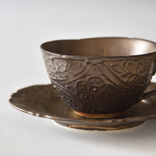 Load image into Gallery viewer, Asami Maeda Bronze Glaze Cup &amp; Saucer (on sale from 11:00 a.m. Japan time on 2/22)
