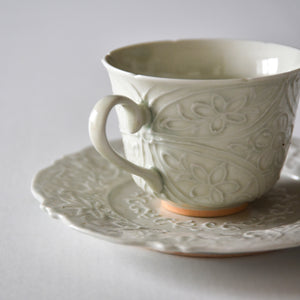 Maeda Asami gray-blue glazed/blue-white porcelain cup & saucer (on sale from 11:00 a.m. Japan time on 2/22)