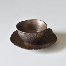 Load image into Gallery viewer, Asami Maeda Bronze Glaze Cup &amp; Saucer (on sale from 11:00 a.m. Japan time on 2/22)
